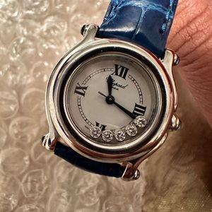 Chopard Stainless Steel Alligator 5 diamond 26mm Happy Sport Quartz Watch